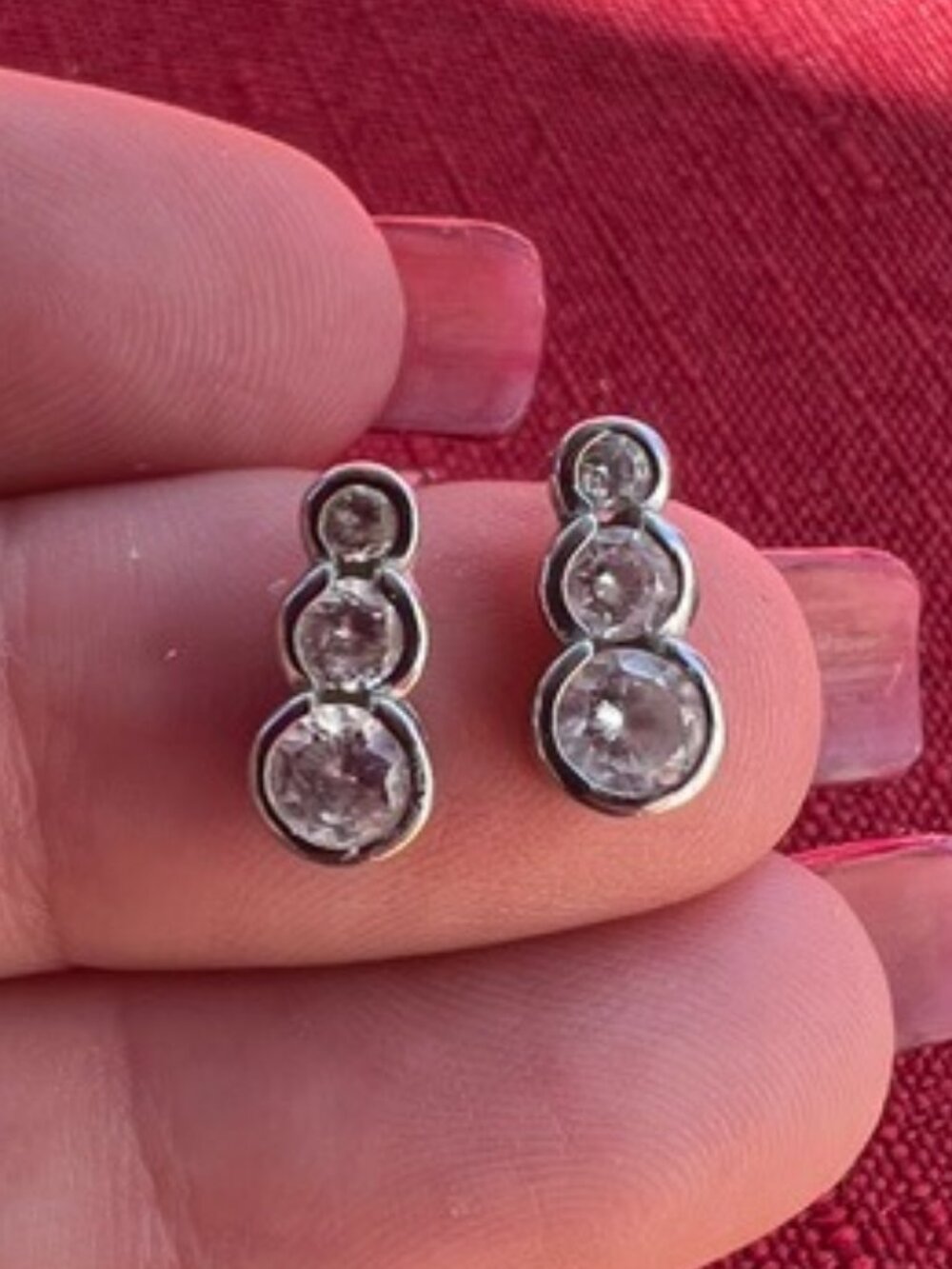 Bezel set Silver and CZ earrings